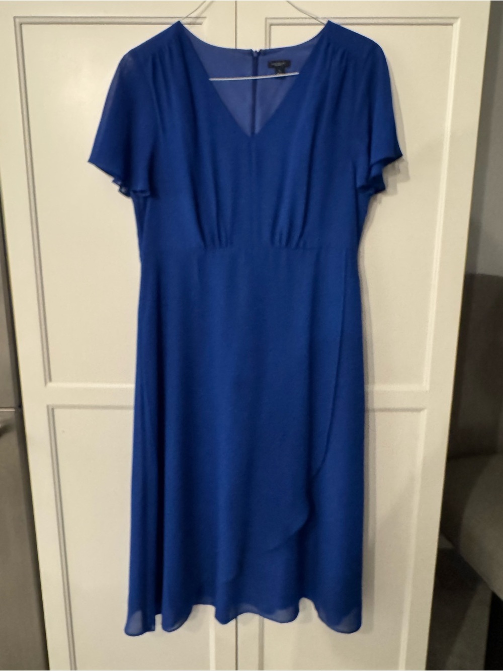 EUC Elegant V-Neck Flutter Sleeve Midi Dress - Royal Blue